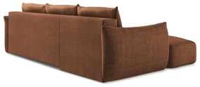 Terrakotta színű kinyitható sarokkanapé (bal oldali-heverő résszel) Leila – Makamii