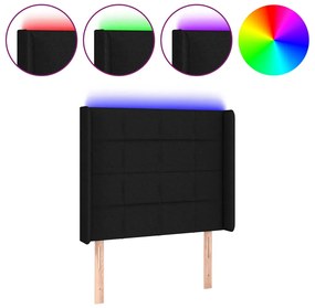 fekete szövet LED-es fejtámla 83x16x118/128 cm