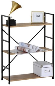 Intenso Home 3 szintes nyitott könyvespolc 59 x 80cm (Aranytölgy) | Univerzális tároló állvány fém lábakkal