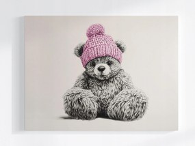 Poszter Mackó Plüss Játék Mackó Sapka Rózsaszín 100x75