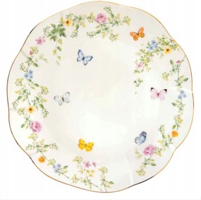 Porcelán patera tányér 27cm virág és pillangó motívummal elegancia könnyedség
