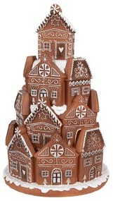 Dombon álló mézeskalács házikók 18x28cm, LED-es, karácsonyi dekorfigura