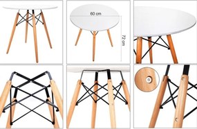 Étkezőasztal, fehér/bükk, átmérő 60 cm, GAMIN NEW 60