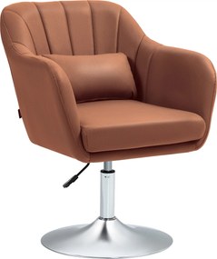 HOMCOM Relax Karosszék - Állítható Magasságú, 360°-ban Forgó Króm Fém Alap - Barna | Aosom