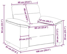felhőszürke szövet kanapé 60 cm