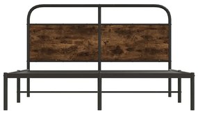 ágykeret matrac nélkül 150x200 cm füstölt tölgy fűrészelt fa