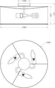Globo 15190D Mennyezeti nikkel matt, textil szürke, ø: 400, H:175, 3xE14 40W 230V