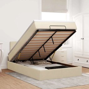 krémszínű szövet ottomán ágy matraccal &amp; LED-ek 120x190cm