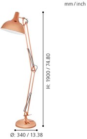 Eglo 94705 - Állólámpa BORGILLIO 1xE27/60W/230V