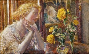 Fotótapéta Flizelin Dekoratív az irodába Nő rózsákkal 416x254 Ragasztó