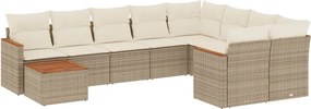 vidaXL 10 részes bézs polyrattan kerti ülőgarnitúra párnával