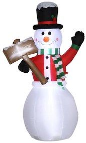 Önfelfújó hóember figura, LED világítással, felfújóval, 180cm magas