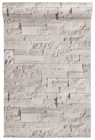 krémszínű kőhatású nem szőtt 3D tapéta 10 x 0,53 m