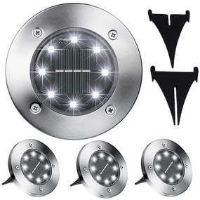 4 db-os 32 LED-es Disk Lights napelemes leszúrható kültéri lámpa, RG
