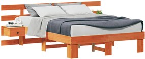 vidaXL Ágykeret fejtámlával Barna 135 x 190 cm Tömör fenyőfa