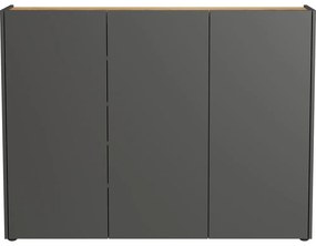 Antracitszürke cipőtartó tölgyfa dekorral 138x105x25 cm Libbiano – Germania