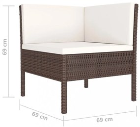 4 részes barna polyrattan kerti bútorszett párnákkal
