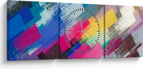 Kép - Színes ecsetvonások (órával) (90x30 cm)