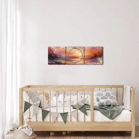 Kép - Festett alkonyat (órával) (90x30 cm)