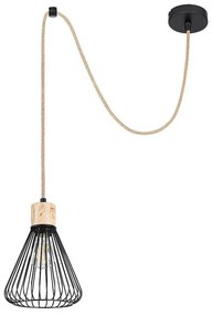 Rabalux 3148 - Csillár zsinóron FARFALLE 1xE27/40W/230V fekete/bükk