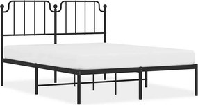 vidaXL fekete fém ágykeret fejtámlával 135 x 190 cm