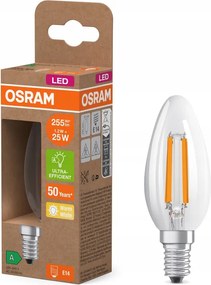 Led izzó B35 E14 1,2W 25W 255lm 2700K Filament 213lm/W A osztály Osram