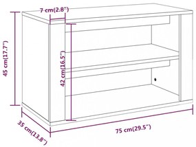 betonszürke szerelt fa cipőtartó 75 x 35 x 45 cm