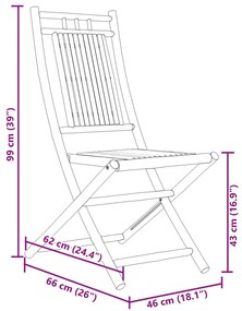 8 db összecsukható bambusz kerti szék 46 x 66 x 99 cm