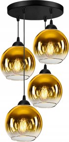 Mennyezeti Függő Lámpa Csillár Fekete Üveg Gömbök Gold Glass Led 4x E27