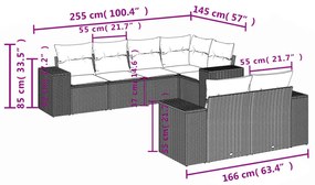 7 részes bézs polyrattan kerti ülőgarnitúra párnákkal