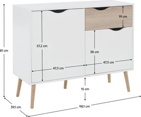 komód, tölgy sonoma/fehér, OSLO 75387