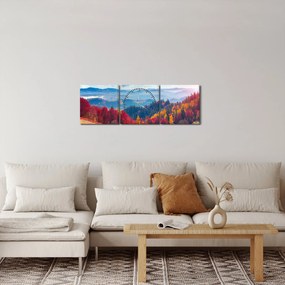 Egy kép egy színes őszi tájról (órával) (90x30 cm)