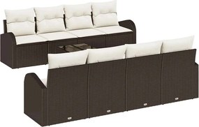 vidaXL Kerti Kanapé Szett Barna 55 x 55 x 37 cm polirattan