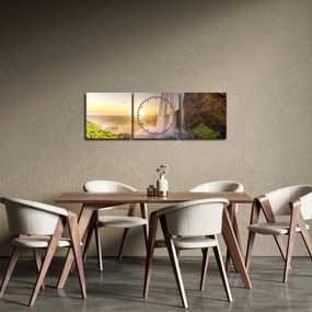 Kép - Seljalandsfoss a barlang mögül (órával) (90x30 cm)