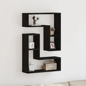 Fali Polc 2 db Fekete Tölgy 50x15x85 cm Műanyag