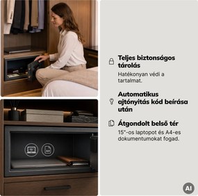 Hotelszéf elektronikus kódzárral, 15″ laptophoz és dokumentumokhoz, 200 x420x370 mm: ALFRED