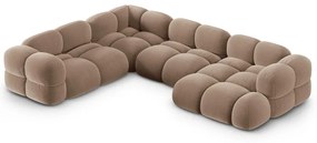 Barna bársony sarokkanapé (bal oldali-U alakú) Loretto – Cosmopolitan Design