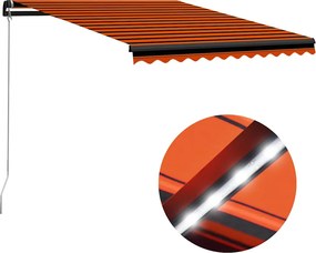 vidaXL narancssárga és barna kézzel kihúzható napellenző 350 x 250 cm