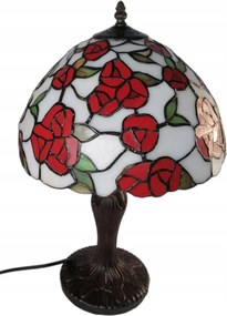 Lámpa Tiffany stílusú ólomüveg lámpa Rózsa bokor mintás íróasztal asztal