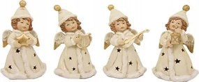 4 Angyalok hangszerekkel, megvilágított 18cm Kerámia