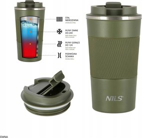 Thermo bögre Nils 510ml zöld acél gumi 12h/24h