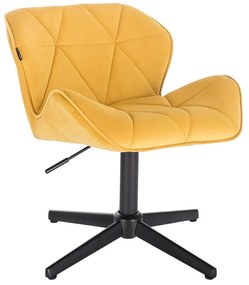 HR111CROSS Sárga modern velúr szék fekete lábbal