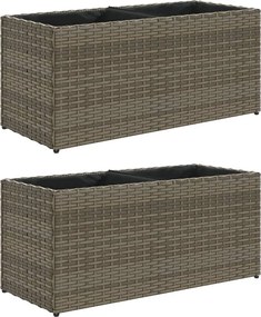 vidaXL 2 db szürke polyrattan kerti ültetőláda 2 cseréppel 72x30x32 cm