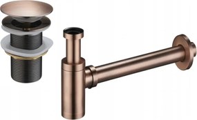 Mexen félszifon kerek mosdóhoz klik-klakk dugóval, túlfolyó nélküli, antik réz - 7991050-45