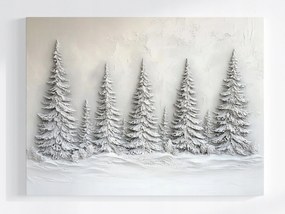 Poszter Szobor Gipsz Erdő Fák Lucfenyő Tél Hó 3D 100x75