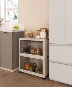 Összecsukható szekrény, fehér/barna, műanyag, POSA TYP 1