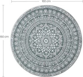 Kerek Szőnyeg, Kültéri Szőnyeg, Boho, 160 cm átmérő, Mosható, Antracitszürke