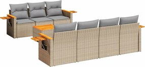 vidaXL 8 részes bézs polyrattan kerti ülőgarnitúra párnával
