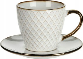 Queen csésze csészealjjal 210 ml elegáns fehér kerámia, aranyozott
