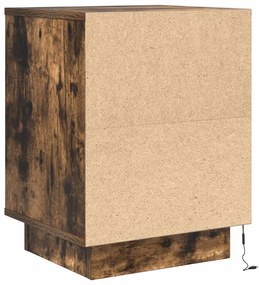 2 db füstölt tölgy éjjeliszekrények LED világítással 38x34x50cm